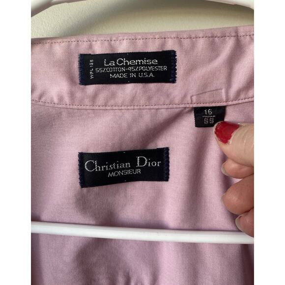 VTG Christian Dior Monsieur La Chemise Pink Short Sleeved Men's Button Up Shirt - Picture 8 of 8